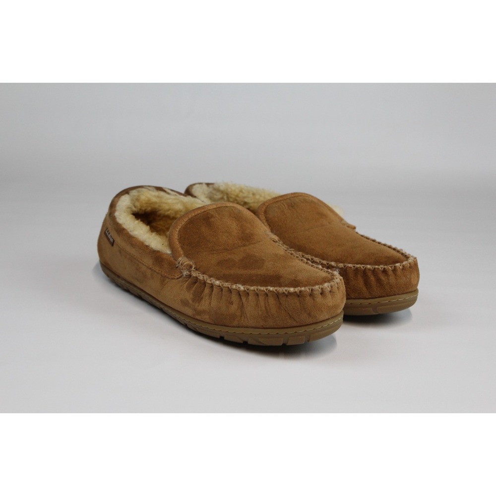 L.L. Bean Mens Wicked Good Moccasins Tan Brown Size 11 Slippers House Shoes